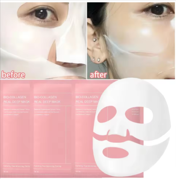 Bio Collagen Face Mask Shrink Pores Deep Hydrating Moisturizing Split Mask Firming Nourish Brighten Facial Skin Care