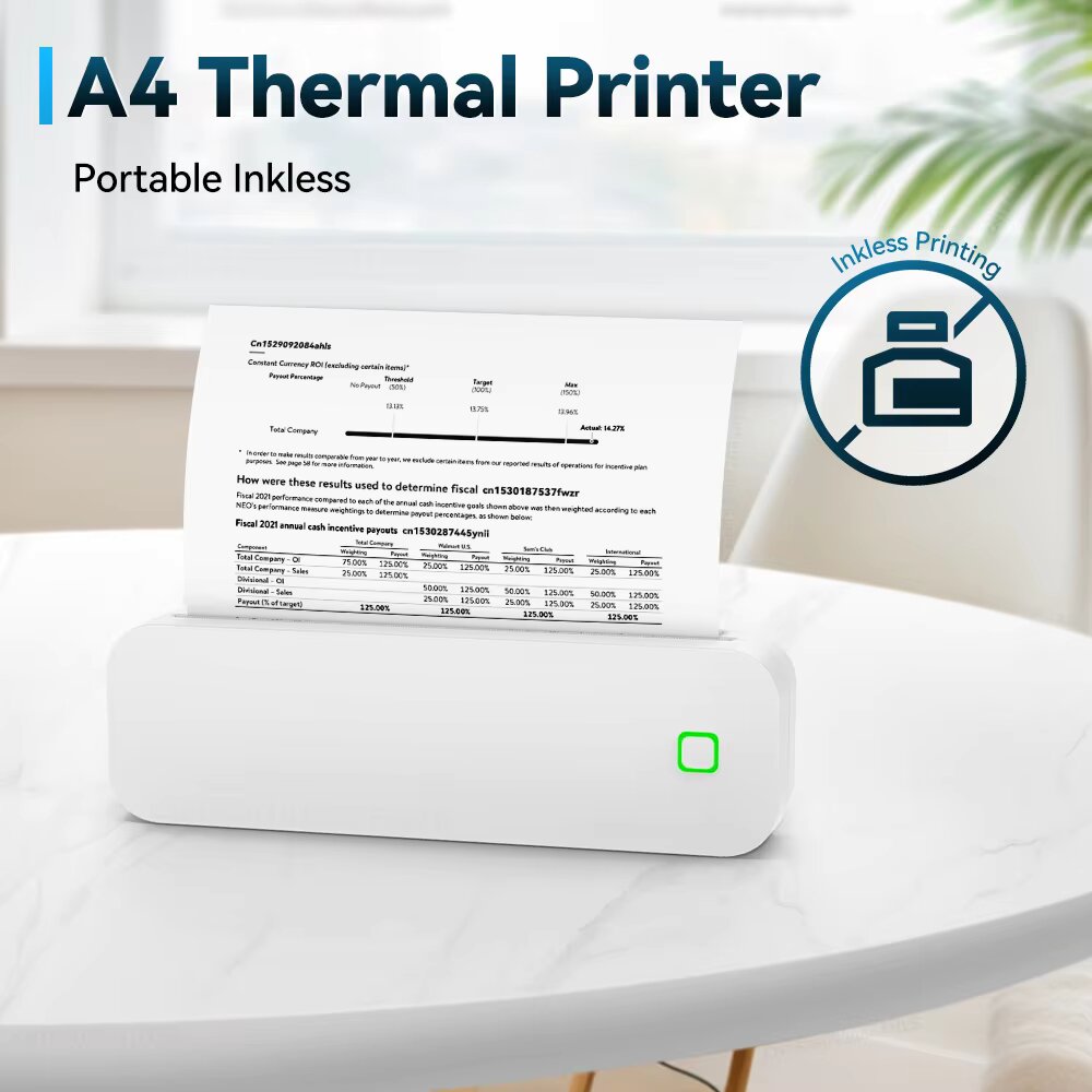 A4 Thermal Printer Portable Inkless A4 Paper Printer Wireless Bluetooth PDF Document Photo Print Machine Tattoo Stencil Printer