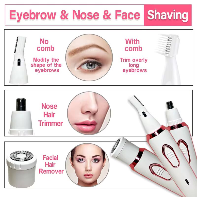 4 in 1 Electric Razor for Women Shaver Lady Shaver Body Hair Trimmer