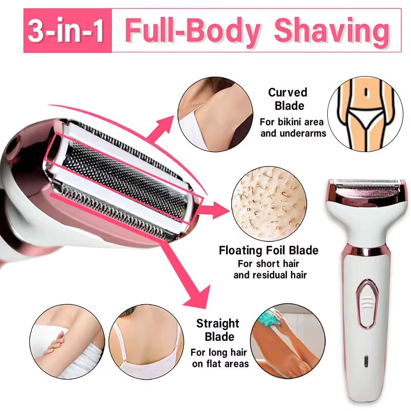 4 in 1 Electric Razor for Women Shaver Lady Shaver Body Hair Trimmer