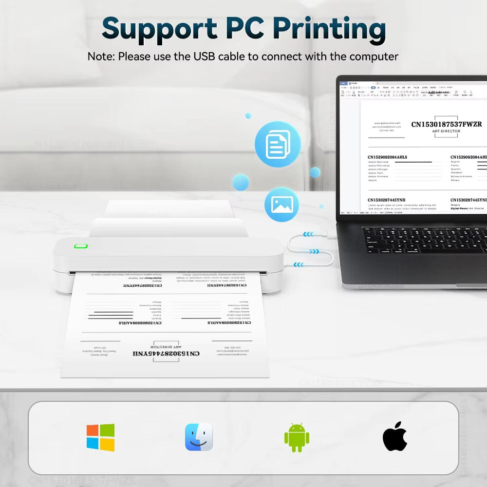 A4 Thermal Printer Portable Inkless A4 Paper Printer Wireless Bluetooth PDF Document Photo Print Machine Tattoo Stencil Printer