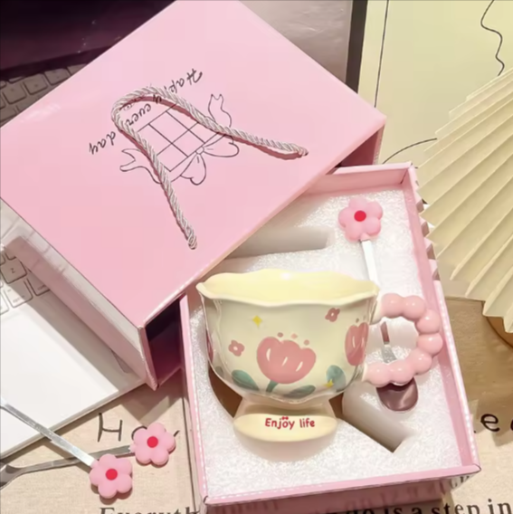 Ceramic Coffee Mug With Spoon