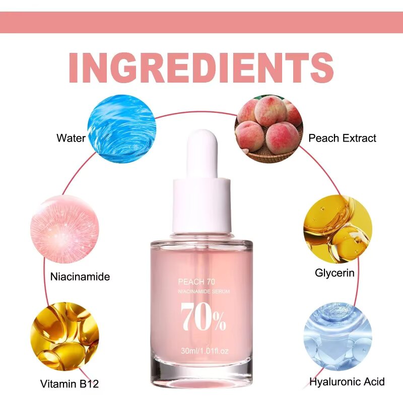 Peach 70% Niacinamide Serum hydrating face serum daily clean beauty