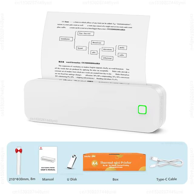 A4 Thermal Printer Portable Inkless A4 Paper Printer Wireless Bluetooth PDF Document Photo Print Machine Tattoo Stencil Printer
