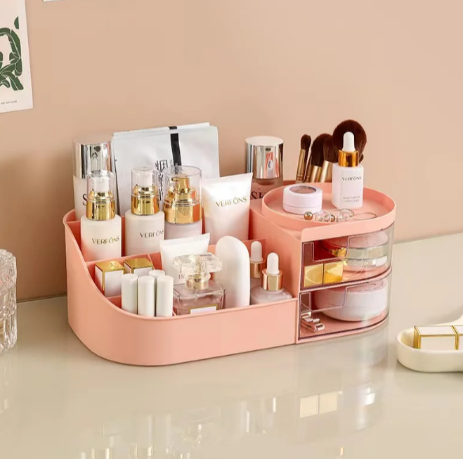 Cosmetic storage box with mirror