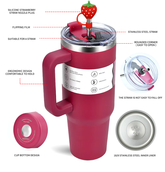 40OZ Stainless Steel Tumbler Large Capacity Thermal Bottle