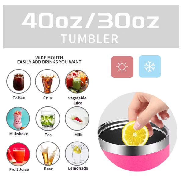 40OZ Stainless Steel Tumbler Large Capacity Thermal Bottle