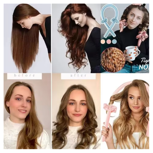 Satin Heatless Curling Set - Overnight Hair Curlers to Sleep in, Heatless Curls, Heatless Hair Curler Overnight Curls, Heatless Curling Rod Headband