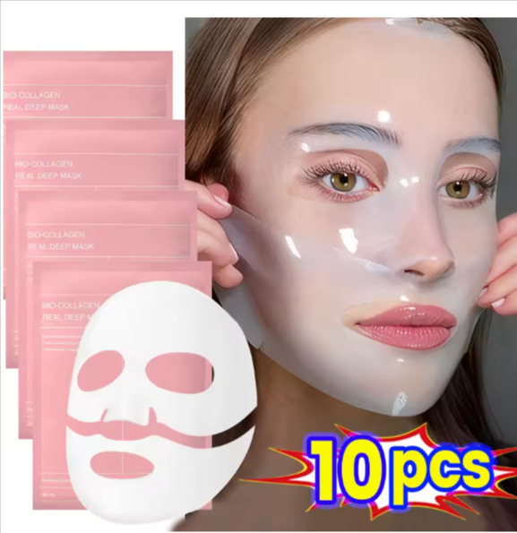 Bio Collagen Face Mask Shrink Pores Deep Hydrating Moisturizing Split Mask Firming Nourish Brighten Facial Skin Care