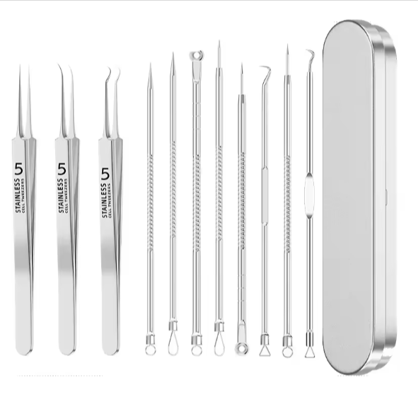 Ingrown Hair Tweezers Acne Blackhead Removal Needles Black Dots Cleaner Deep Cleansing Pore Cleaner Face Skin Care Tools