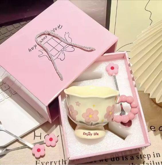 Ceramic Coffee Mug With Spoon
