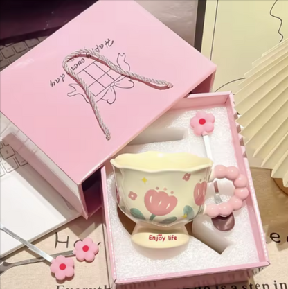 Ceramic Coffee Mug With Spoon