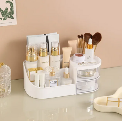 Cosmetic storage box with mirror